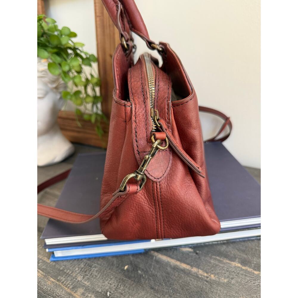 American Leather Co Burgundy Leather Satchel Crossbody Bag - Picture 4 of 14